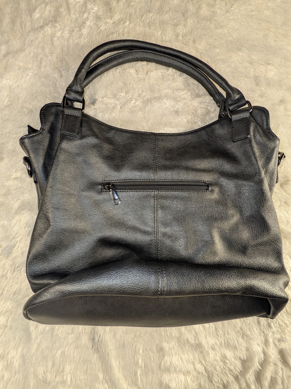 Classic CCW Black Leather Shoulder Bag - Women